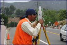 Survey Field Crew Member near Roadway